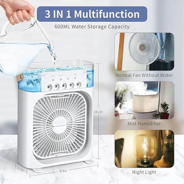 Portable Air Conditioner Fan with 7-Color LED Night Light