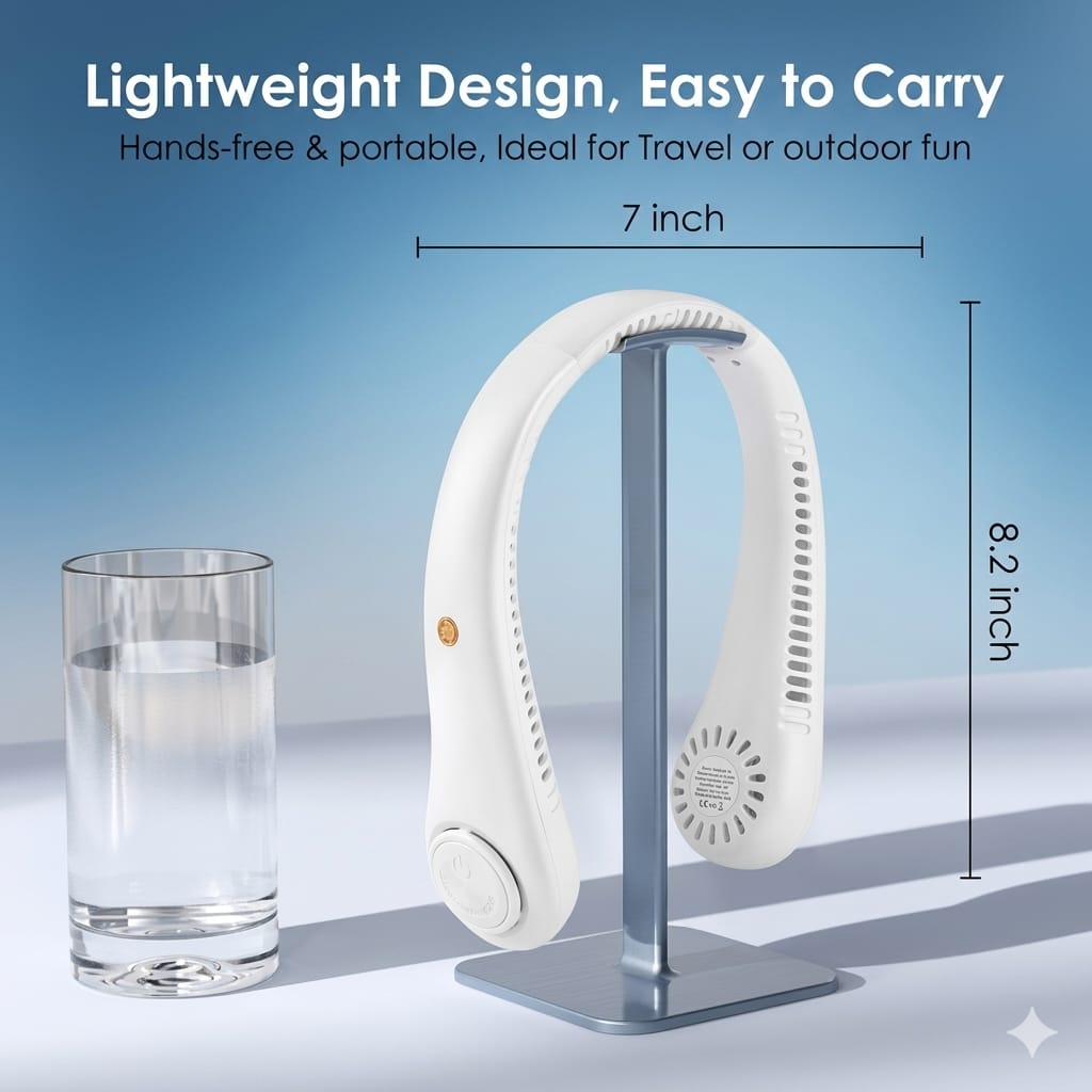 Portable Rechargeable Neck Fan with Cooling &amp; Heating Modes